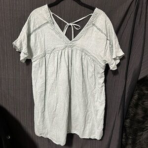 Paisley Kate Brand: Sage‎ green baby doll style top / size M / H-102